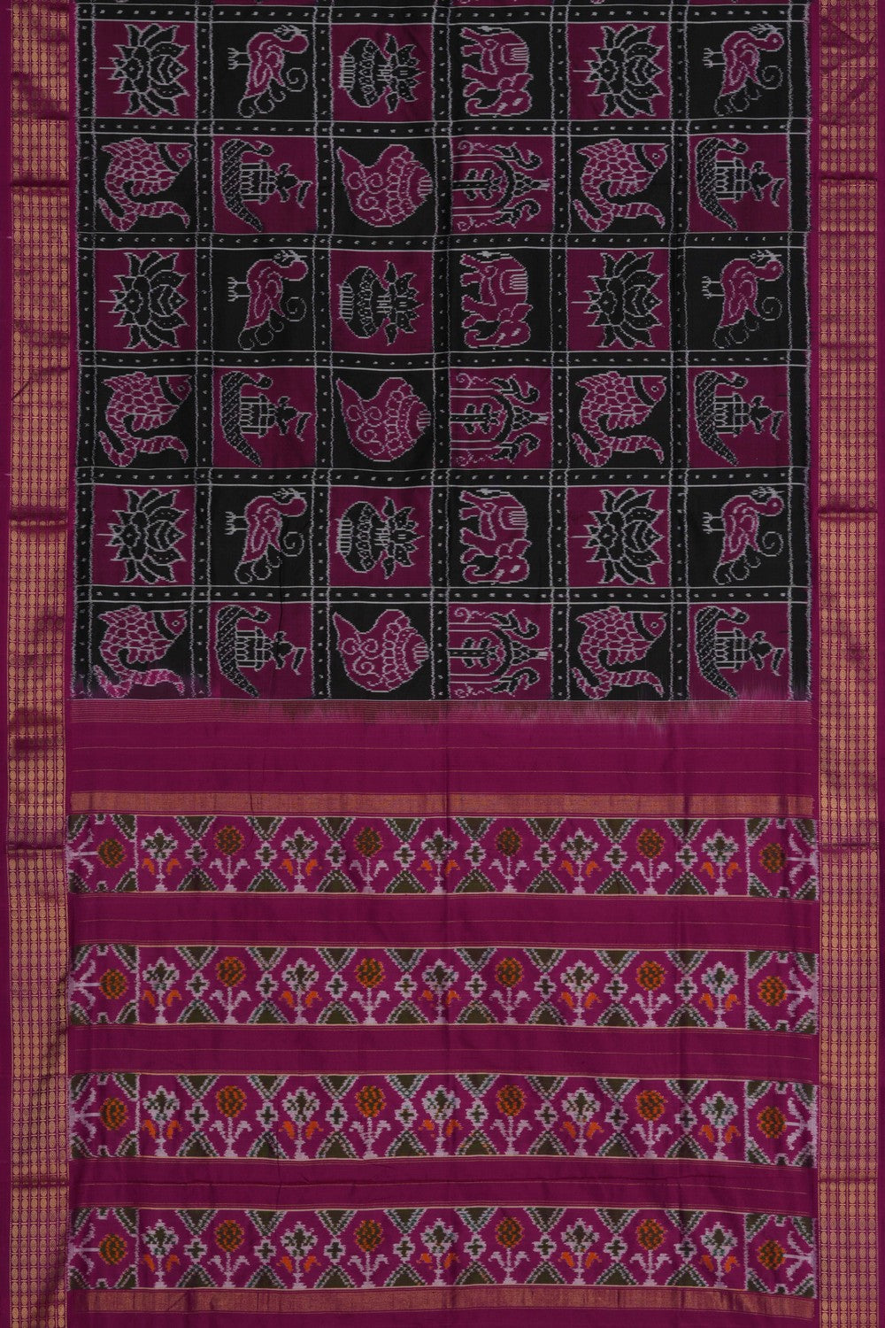 Image of Pochampally Ikat Silk Black Saree